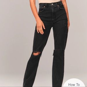 NWOT Abercrombie 90s Ultra High Rise Straight Jeans Black